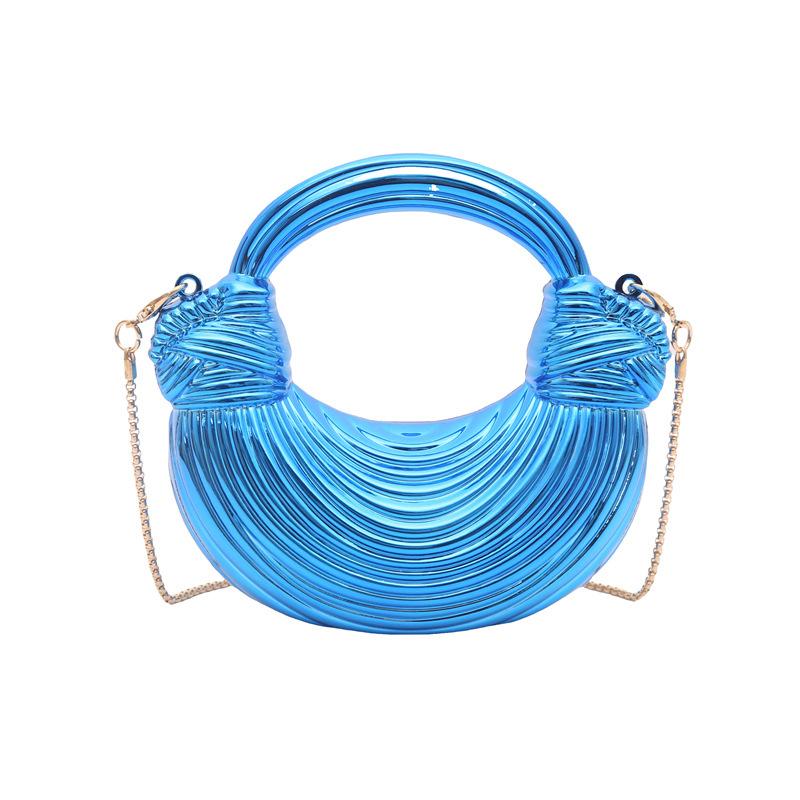 

Acrylic portable shell bag popular new fashion striped chain bag textured shoulder messenger dinner bag синій