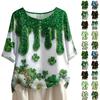 Women's Casual And Comfortable Mid-Length Round-Neck Fashion Print Cotton-Linen Top