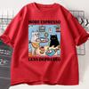 More Espresso Less Depresso Cat Coffee Graphic T Shirt Funny Coffee Lover Tee Unisex Casual Cotton Streetwear Short Sleeve Tops