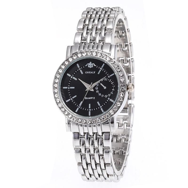 Orologio da Donna al Quarzo con Strass, Cinturino in Acciaio Legato e Design Semplice con Indici