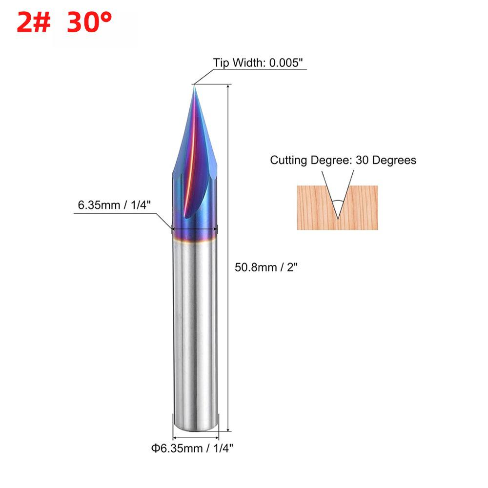 1/4" Shank V-Groove 3-Flute Nano Blue Carbide Woodworking Engraving Cutter