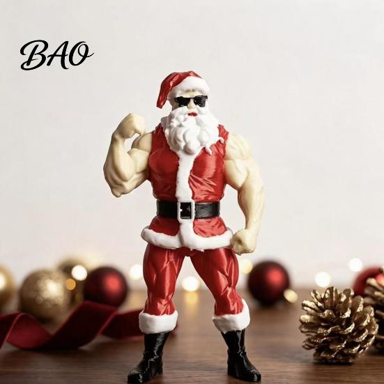 Durable Resin Santa Sculpture Muscular Claus Figurine, Funny Hilarious Strong Statue, Novelty Statue Christmas Collectible Desktop Ornament