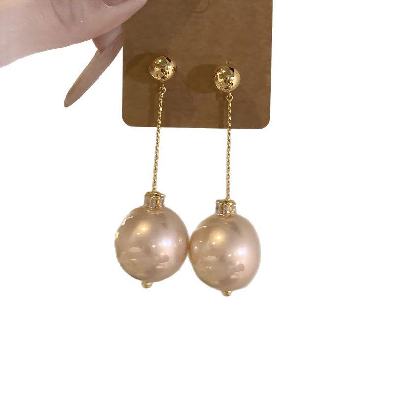 Silver Needle Zircon Pearl Tassel Earrings - Elegant Retro Design for Women