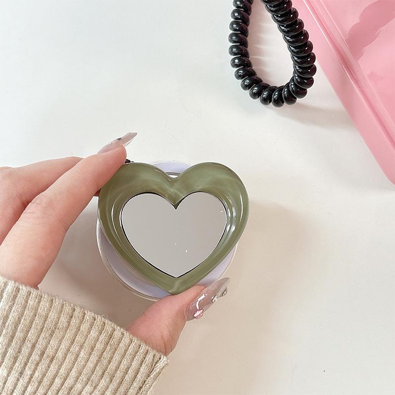Simple Wind Love Mirror Lazy Ring Portable Mobile Phone Magnetic Suction Airbag Bracket Retractable Desktop Watching Drama