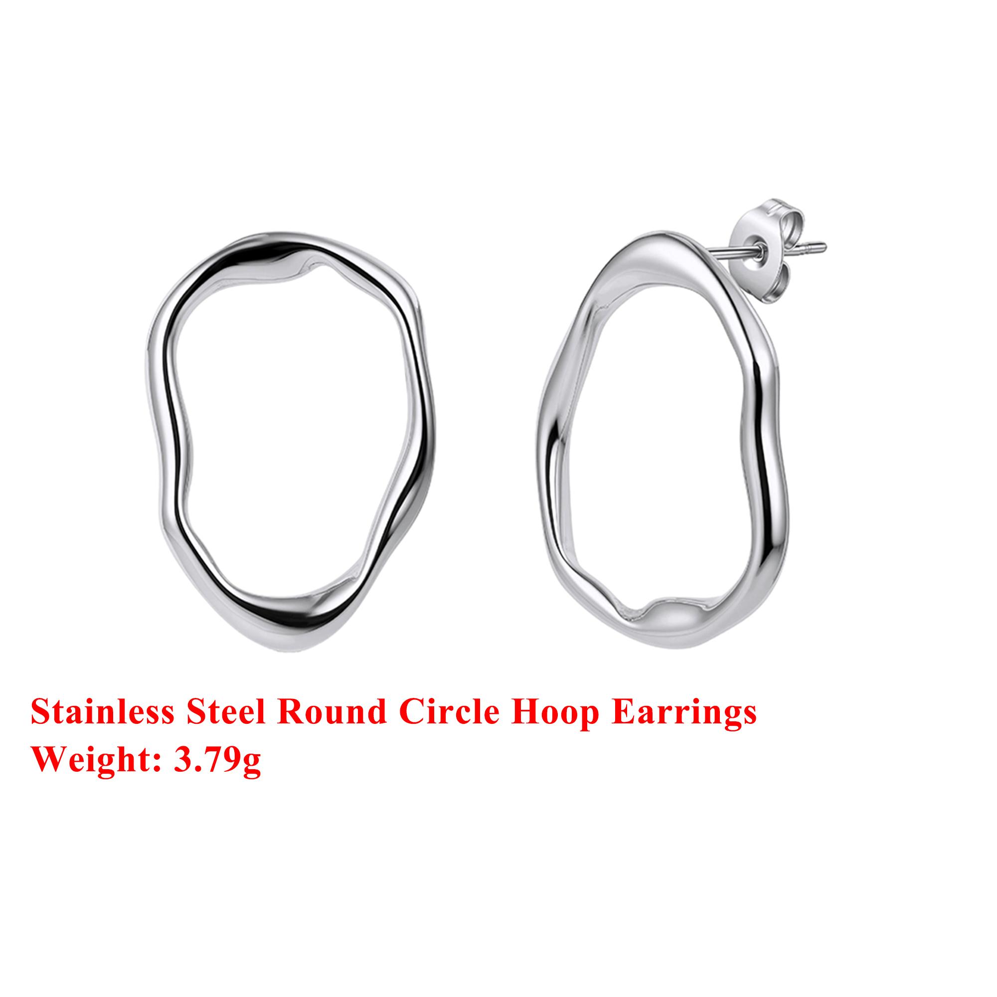 

Effie Queen Stainless Steel 18k Gold Oval Geometric Hoop Earrings Simple Jewelry for Women Banquet Party Birthdays Gift STKE14 серебряный
