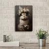 Vintage Easter Bunny Metal Wall Sign, Rabbit Flower Poster for Home Bar Decor