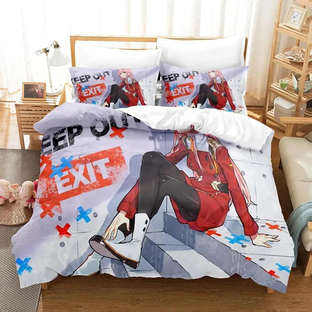 Darling In The Franxx Bedding Set Boys Bedroom Duvet Cover Set 3D Bed Sheet Single Twin Full Queen King Size Duvet Cover Bed Set