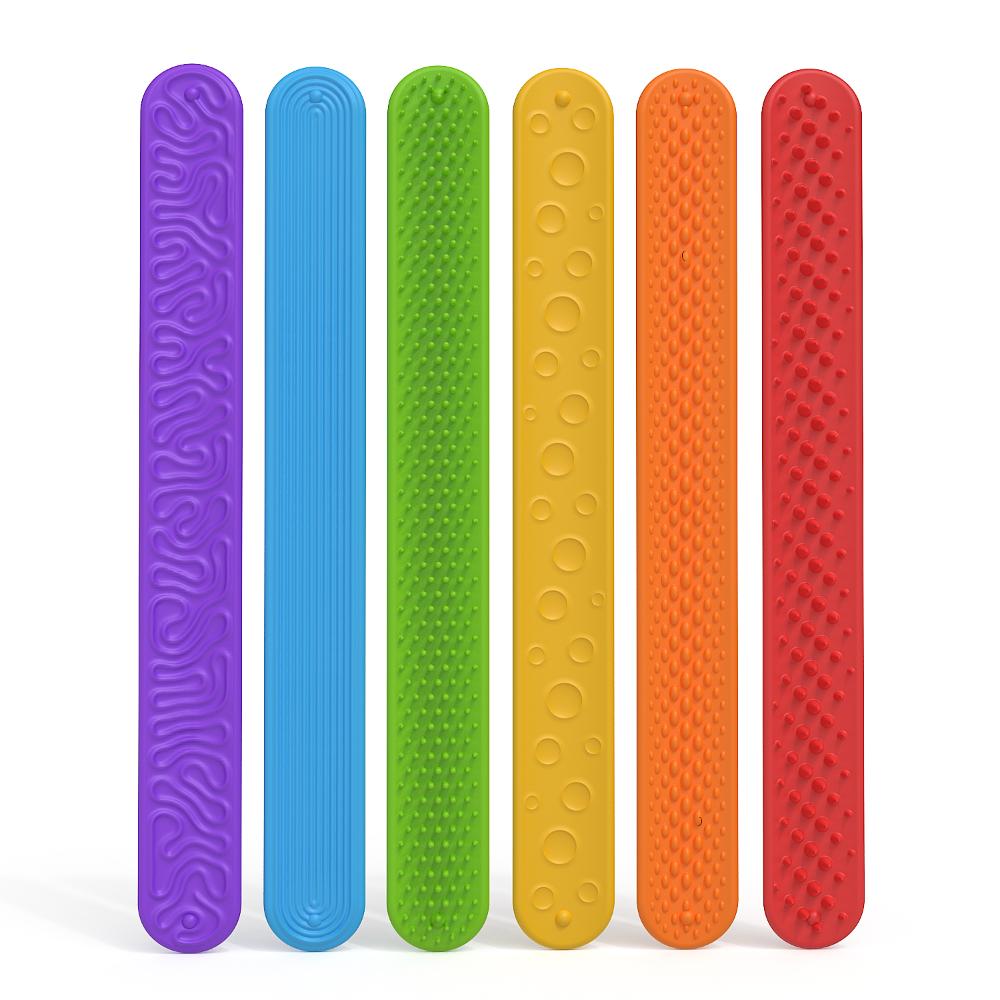 6Pcs 6Pcs Sensory Bracelet Textured Silicone Slap Bracelets Christmas Gift Calming Toy  Office Desk 6Pcs