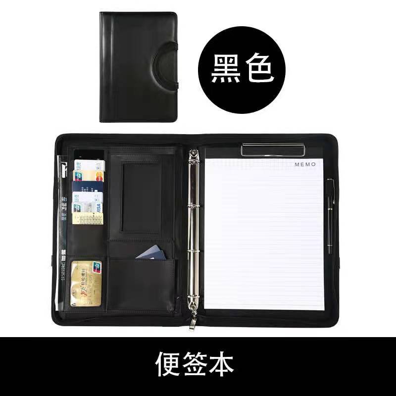 Multifunctional A4 File Folder Handheld Zipper Bag Leather Briefcase Business Binder Document Sales Clipboard  Powerful None
