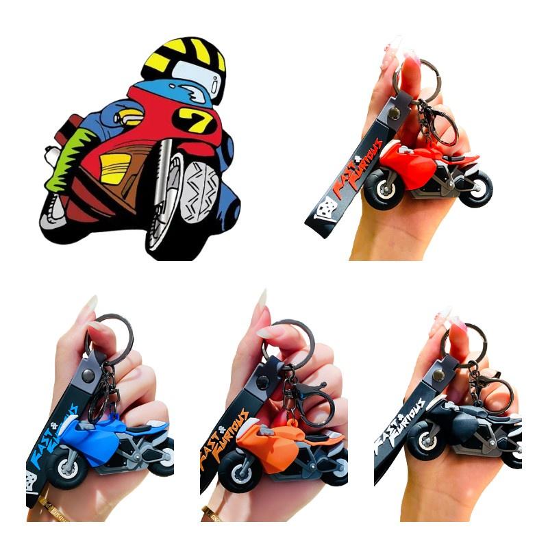 Manmiao Creative Cartoon Cool Motorcycle Keychain For Men Car Accessories Backpack Ornament Wholesale