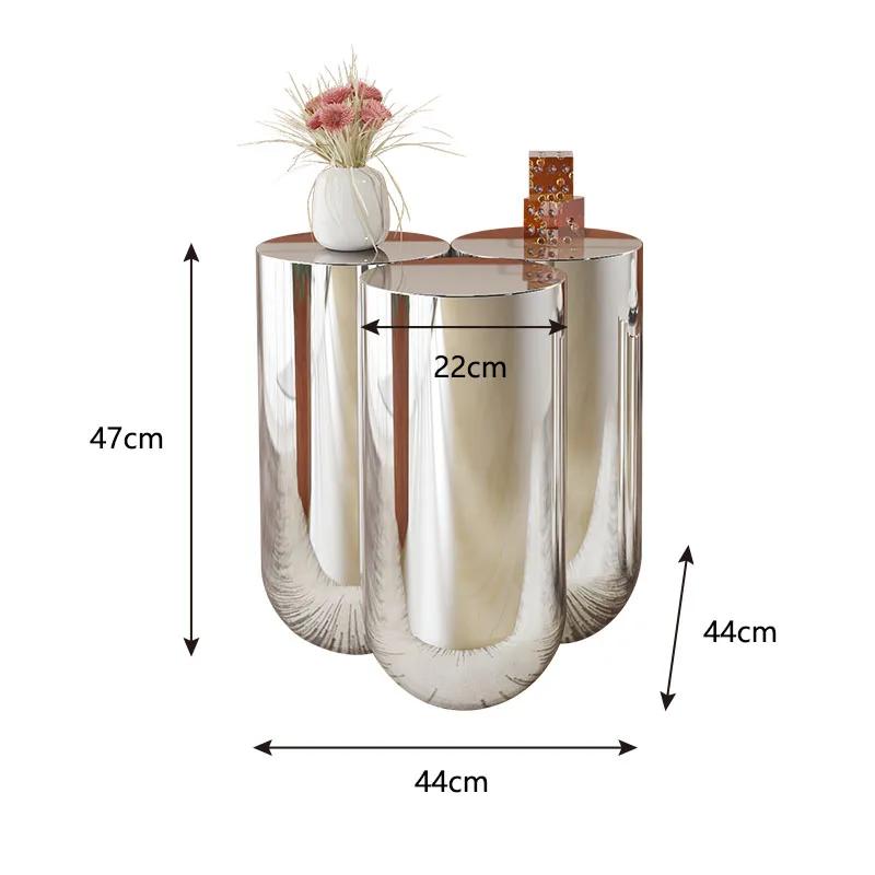 Medieval Stainless Steel Coffee Tables Living Room Sofa Side Table Modern Small Round Desk Combination Home Coffee Table