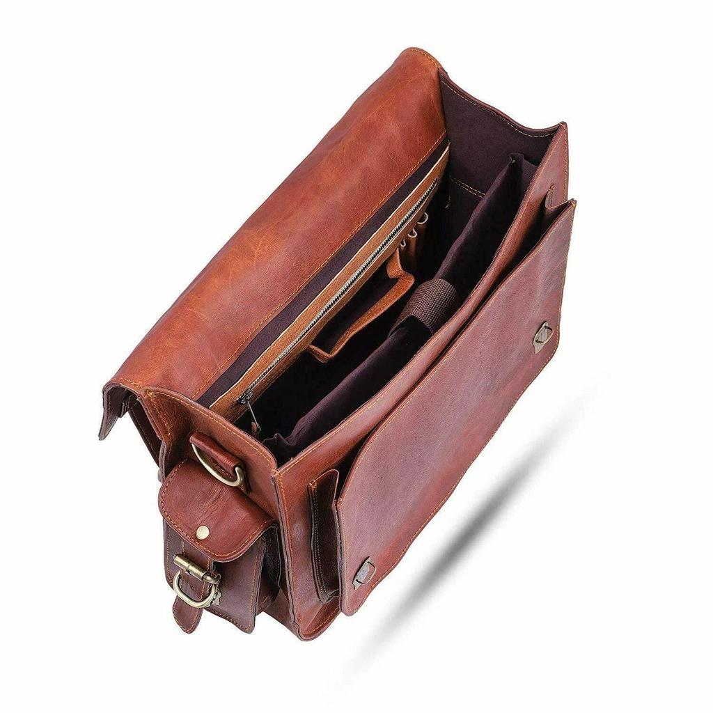 Men's Genuine Leather Vintage Laptop Bag Handmade Briefcase Satchel Messenger