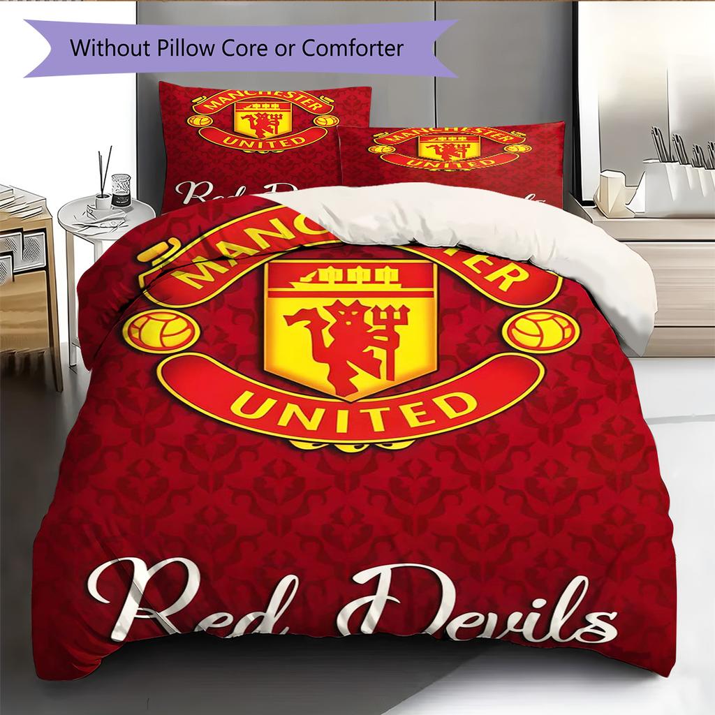 Man Utd Sängkläder Täcke Set Örngott Kuddfodral Heminredning Födelsedagspresent (1 * påslakan + 2 * örngott, utan kärna)