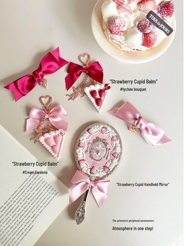 Flower Knows Strawberry Cupid Lip Cream & Blush, Eyeshadow, Perfume Handheld Mirror, and Balm Gift Set