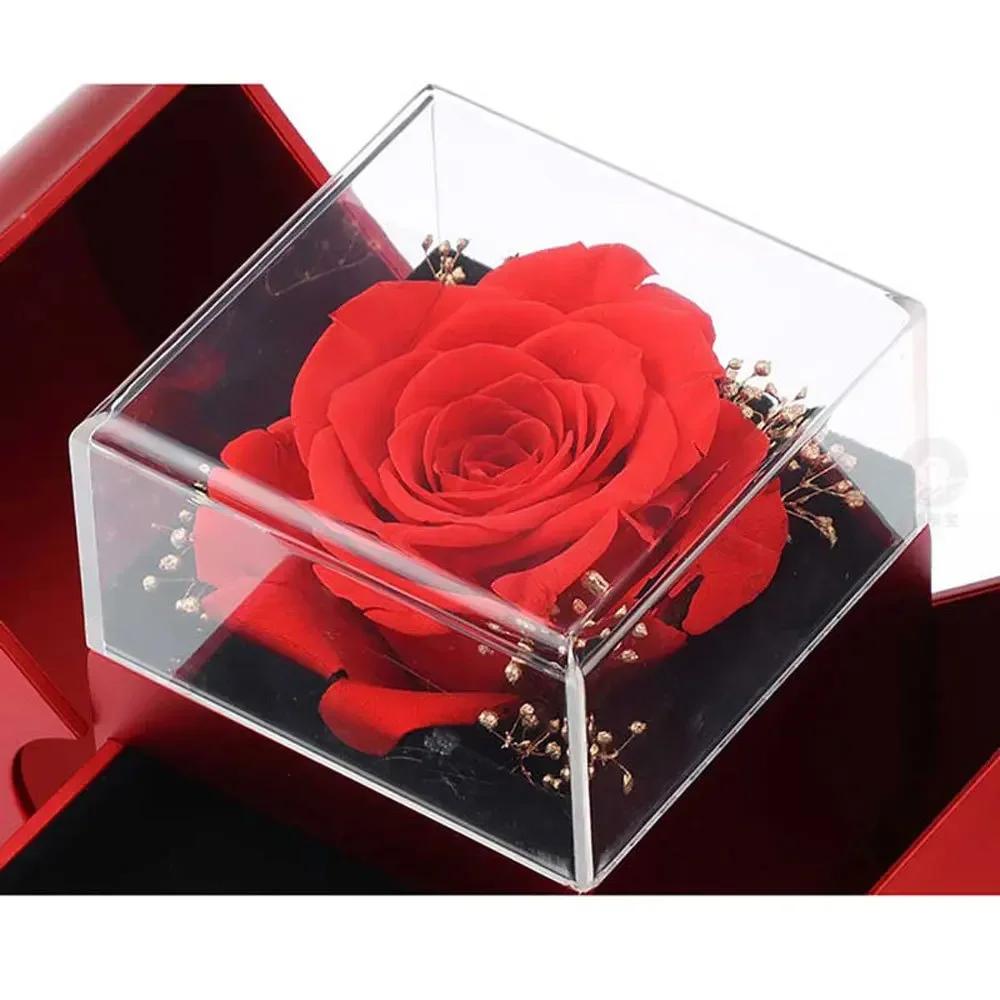 Regalo di Compleanno Alla Fidanzata Scatola Portagioie Mela Rossa Collana Rosa Eterna Mamma Moglie Matrimonio Capodanno San Valentino Accessori