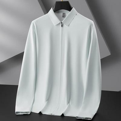 Dibinze Men's Plus Size Business Casual Long-Sleeve Zipper Shirt