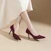 8-Sexy Leopard Print Not Tired Feet Single Shoes Women's Beautiful Pointed Stiletto Suede High Heels