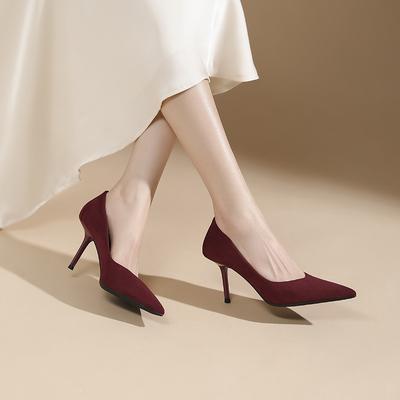 8-Sexy Leopard Print Not Tired Feet Single Shoes Women's Beautiful Pointed Stiletto Suede High Heels