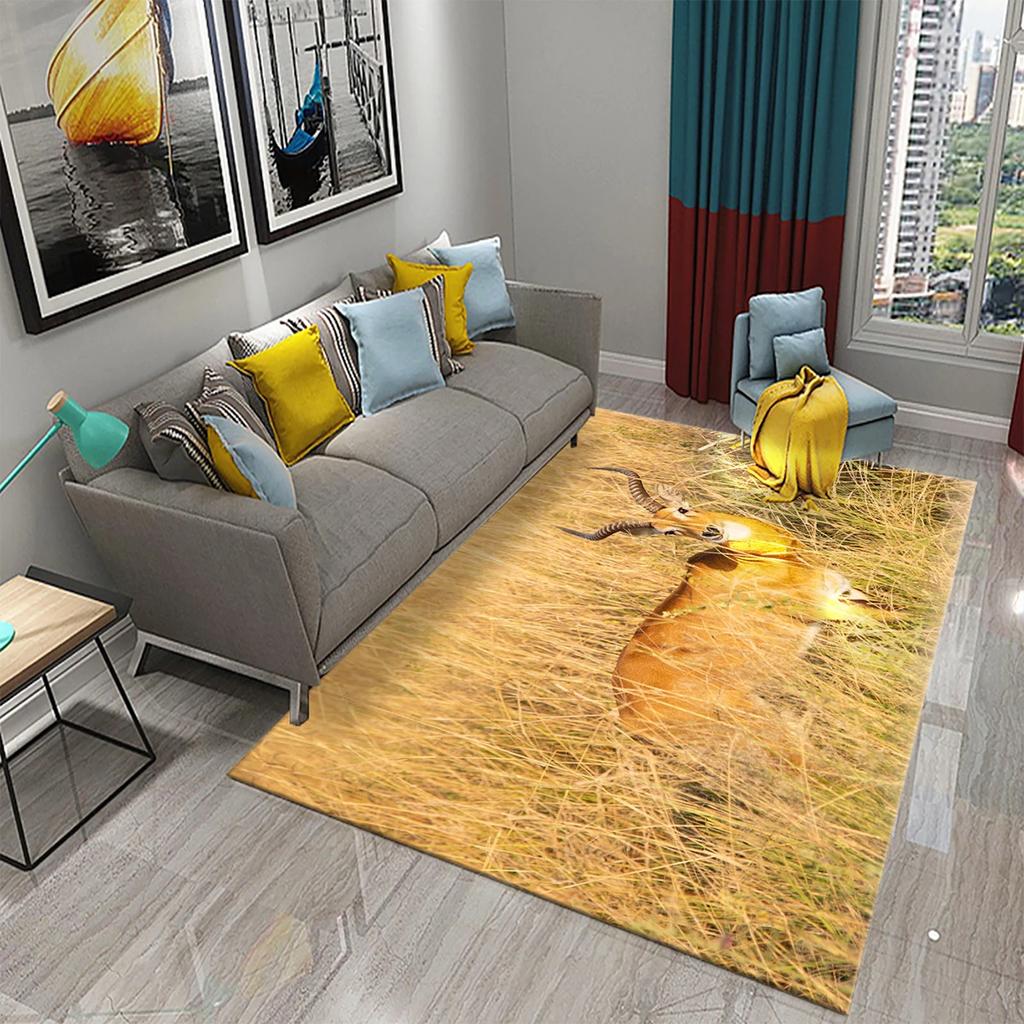 3D Antelope Carpet Lovely Animal Rug for Bathroom Kitchen Entrance Anti Slip Floor Carpet Living Room Bedroom Decoration Doormat
