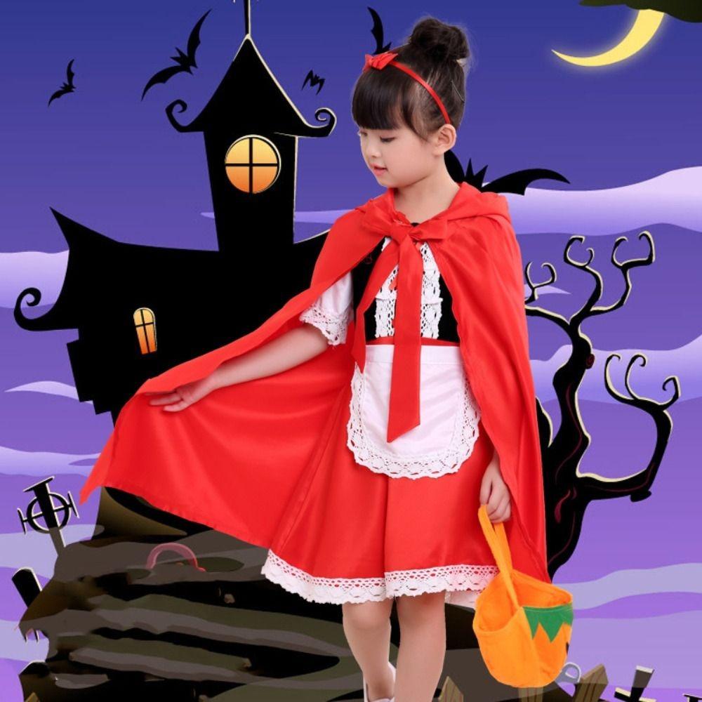 Dress with Cloak Halloween Christmas Costumes Party 4Pieces Cosplay Costumes  Girl