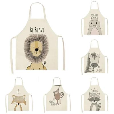 Kitchen Cooking Apron Small Animal Series Lion Elk Fox Adult Sleeveless Children's Apron Family Apron Parent-child Wear