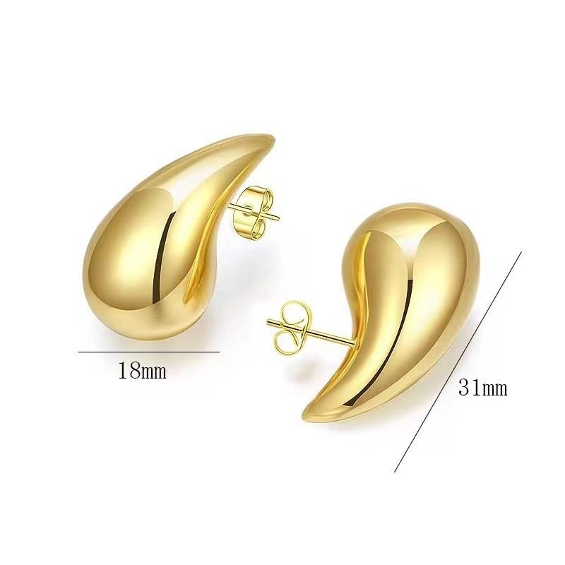 925 Silver Hollow Water Drop Earrings 18k Gold Plated Glossy Simple Jewelry Gift for Women