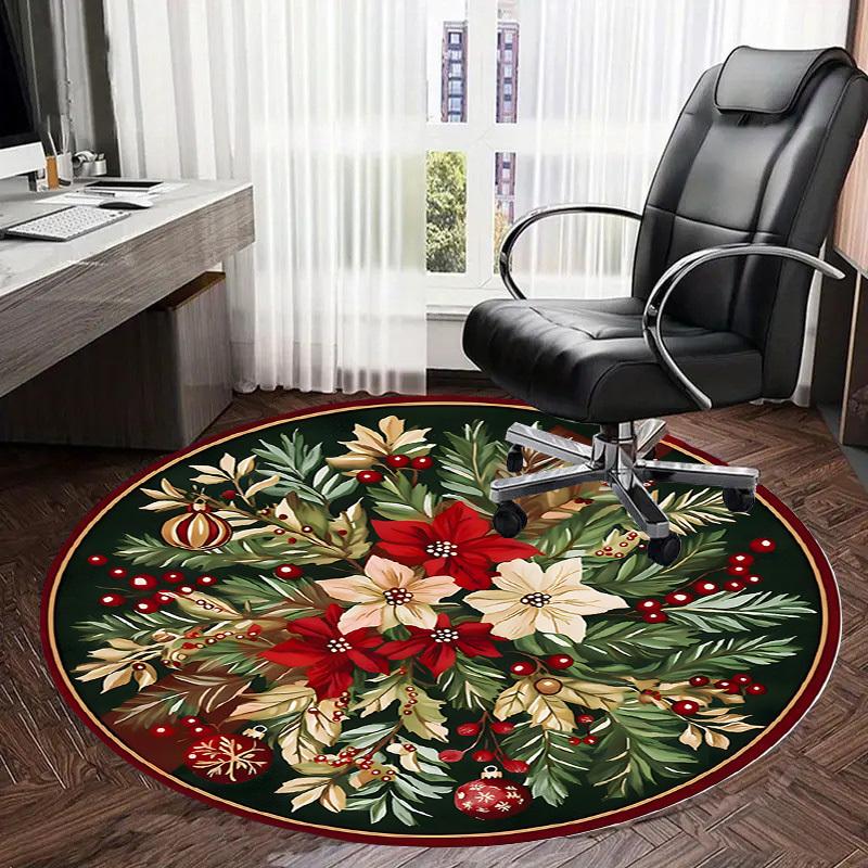 1pc Office Carpet Chair Mats Christmas Floral Arrangement Perfect for Decorating Office Chairs, Living Rooms, Or Bedrooms