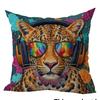 1/4pcs Colorful Animal Head Pillows with Sunglasses and Headphones Sofa Cushion Cover Home Bedroom decoration,2D Flat Printing