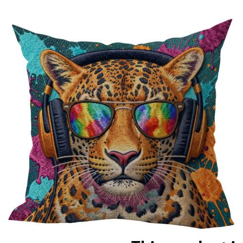 1/4pcs Colorful Animal Head Pillows with Sunglasses and Headphones Sofa Cushion Cover Home Bedroom decoration,2D Flat Printing