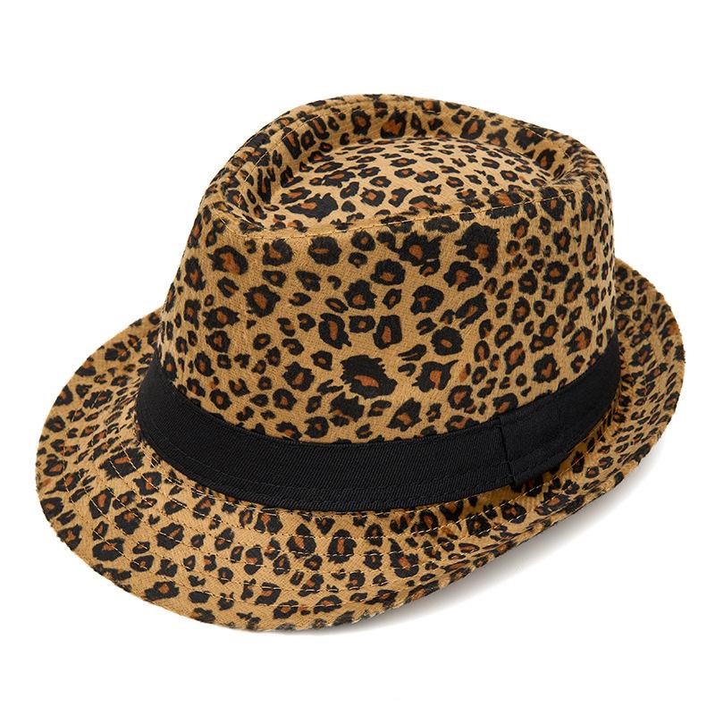 Retro Leopard Print Top Hat Men's and Women's British Jazz Hat Fashion Trend Top Hat Outdoor Outing Stage Dress Up Hat