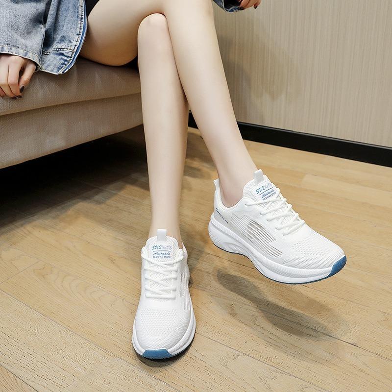 Fashion Shoes Women 2025 Summer Height Increase Fly Weave Soft Bottom Shoes Breathable Mesh Sneakers Outdoor Sports Running Shoes Women
