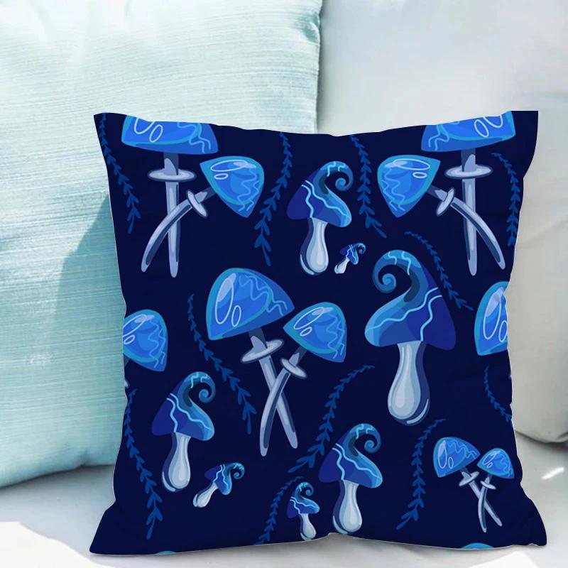 Bed Pillowcases for Pillows Fluorescent Mushroom Cushions Double-sided Printing Pillowcase 45*45 Cushion Covers 45x45 Cover Sofa