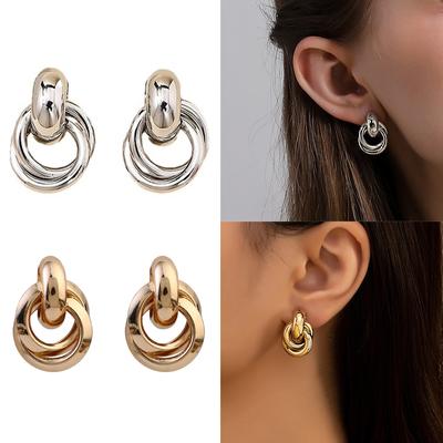 Elegant Circle Earrings Stylish Studs Earring Women Ear Jewelry Alloy Material Geometric Earring Suitable for Daily Wear