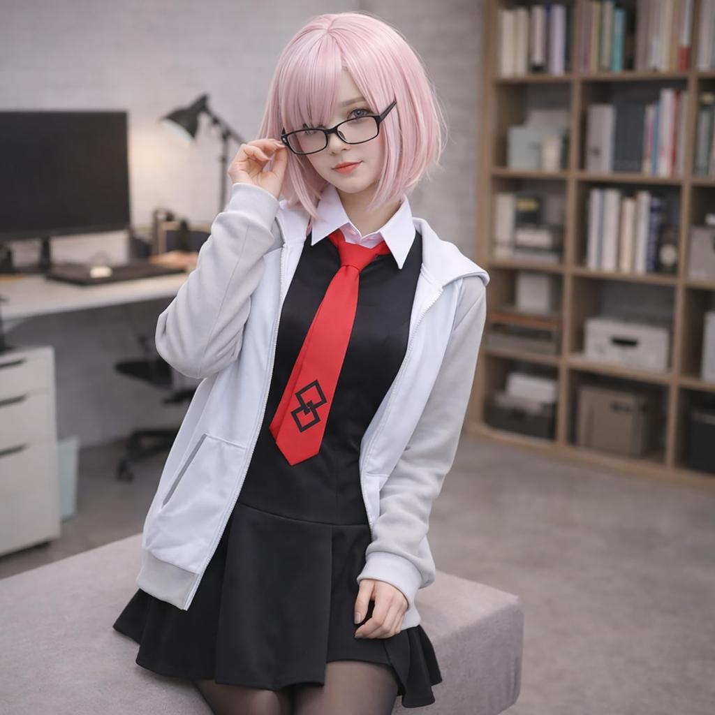 Mash Kyrielight Cosplay Kostümü ve Peruk Siparişi [Milky Time] Fate/Grand (XL)