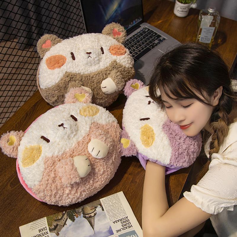 Pătură Pernă de Mână cu Dublu Scop Student Drăguț Animal Mic Husă de Încălzit Mâinile Poate Interveni în Perna Perna pentru Pauza de Prânz la Birou