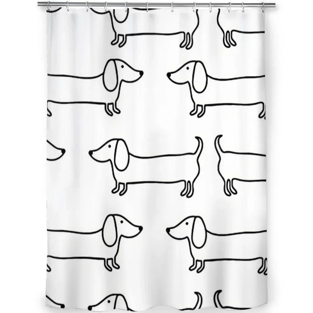 

1Pc Dachshund Black White Bathroom Shower Curtains Dog Waterproof Partition Curtain Designed Home Decor Accessories 180X180Cm W60H190(CM)-1 Pcs