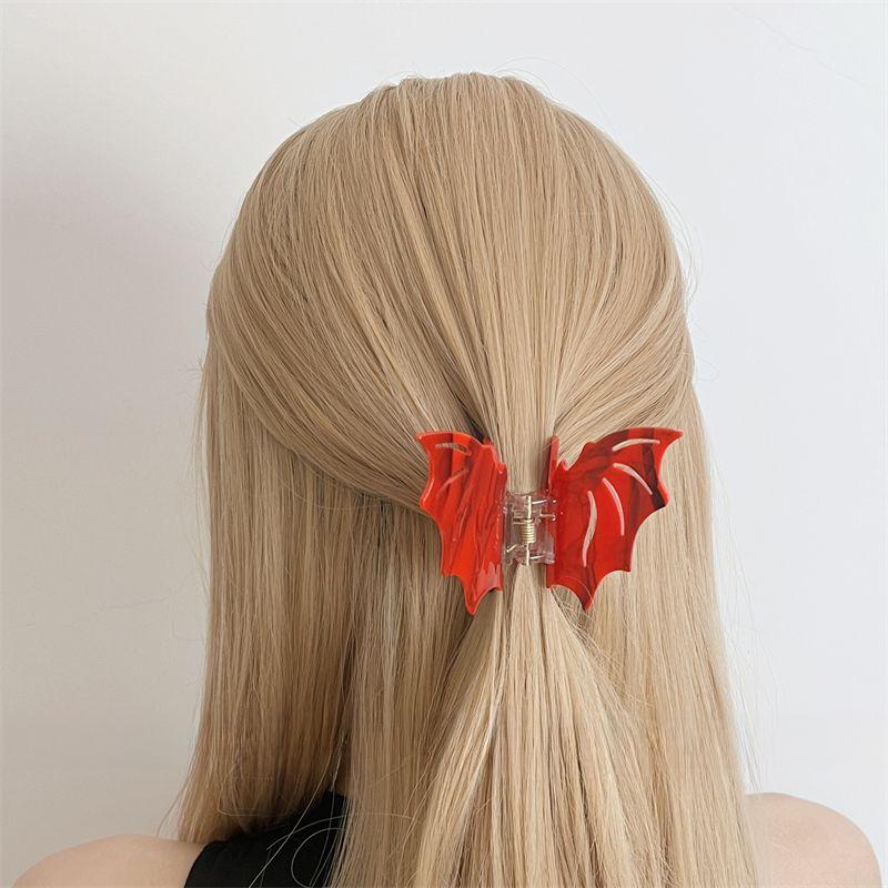 

Готический заколка-краб «Вампир» - Красно-черный заколка-краб «Летучая мышь» для густых волос, Y2K субкультура красный