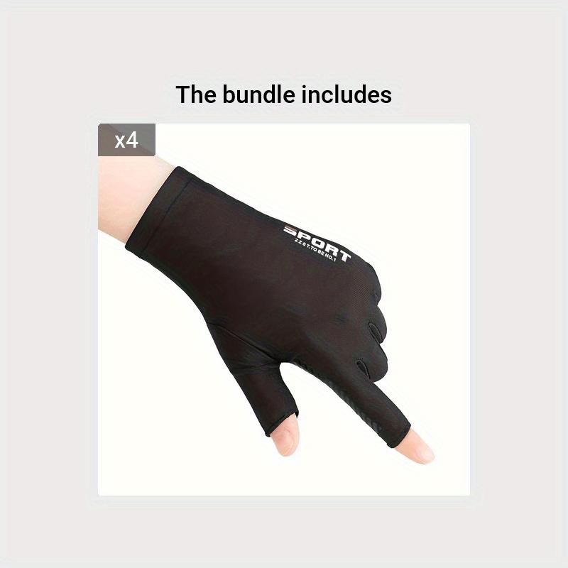 4pair of men's performance breathable quick drying exposed fingers anti slip sunscreen suitable for cycling and fishing
