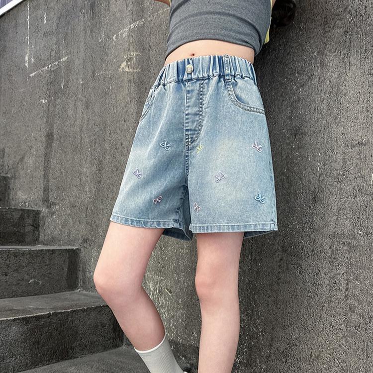 

Летние шорты для девочек Летние джинсовые Детская одежда Тонкие и свободные брюки Детские шорты Джинсовые шорты 160