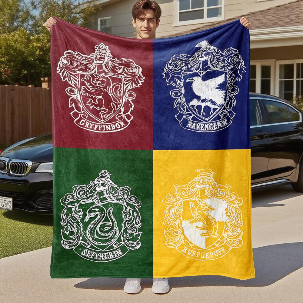 1 szt. Gryffindor Ravenclaw Slytherin Hufflepuff Zewnętrzny Flanelowy Koc Piknikowy Na Wszystkie Pory Roku Miękkie Ciepło, Wystrój Domu 1031226