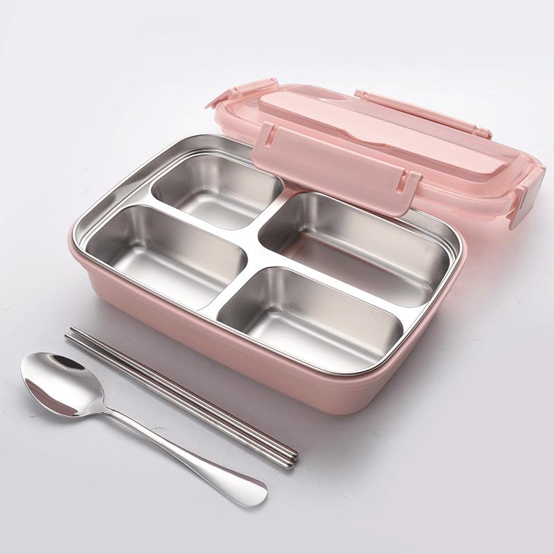 Multi-Compartment Stainless Steel Bento Box - No Flavor Mixing, Microwave Safe, Ideal for Students and Office Workers, Portable Lunch Solution