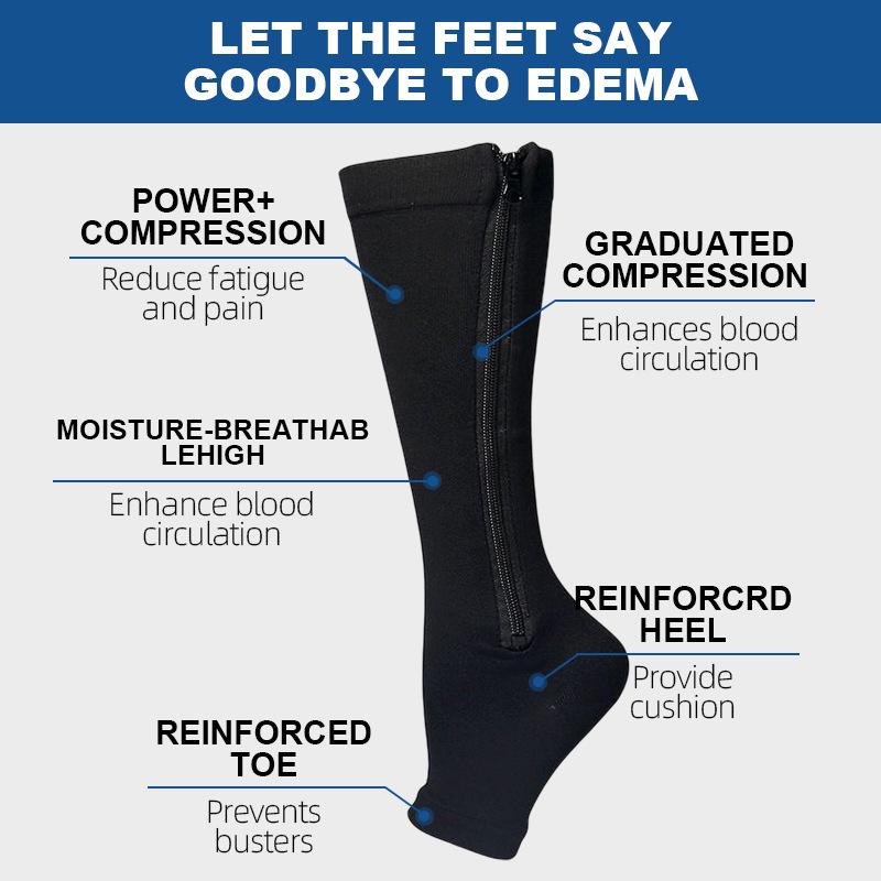 Elastic Compression Zipper Socks - Unisex Sports, Sweat-Absorbent, Beautiful Leg-Shaping Socks