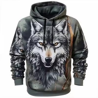 Animal Hoodie Men Wolf Print High-Quality Men's Pullover Autumn Fashion Top Street Hoodie Designer Long Sleeved Sportswear