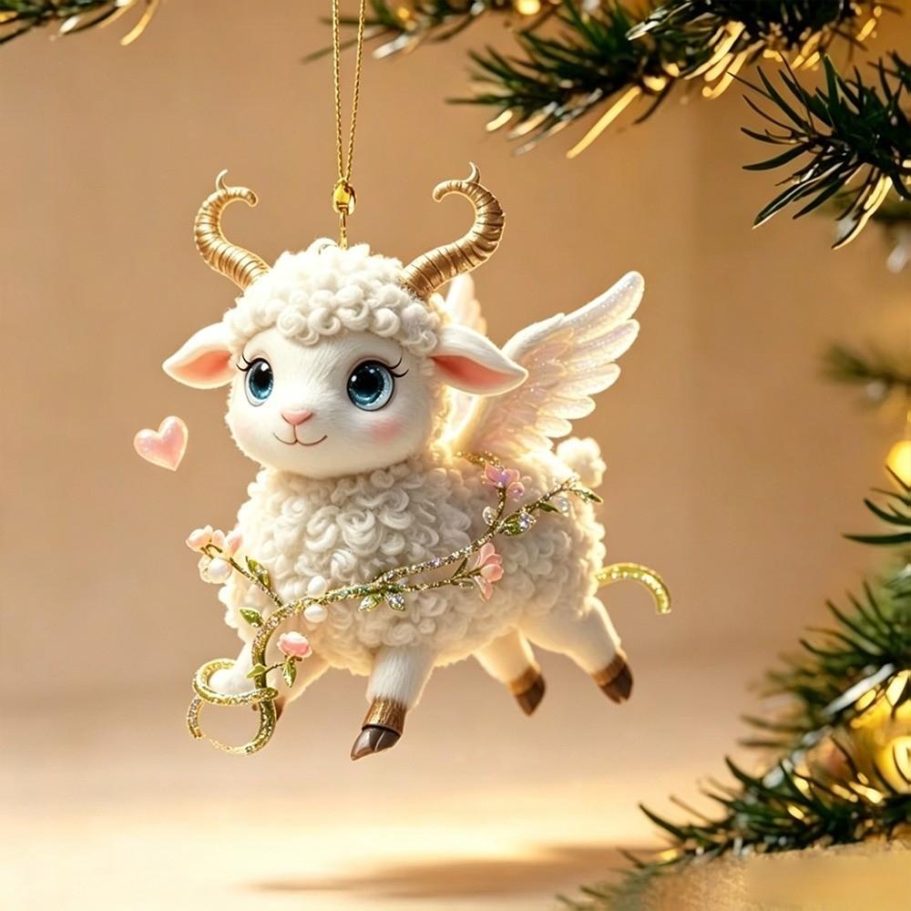 2D Flat Goat Pendant Shining Animal Hanging Decoration Christmas Tree Ornament  Shop Window Display