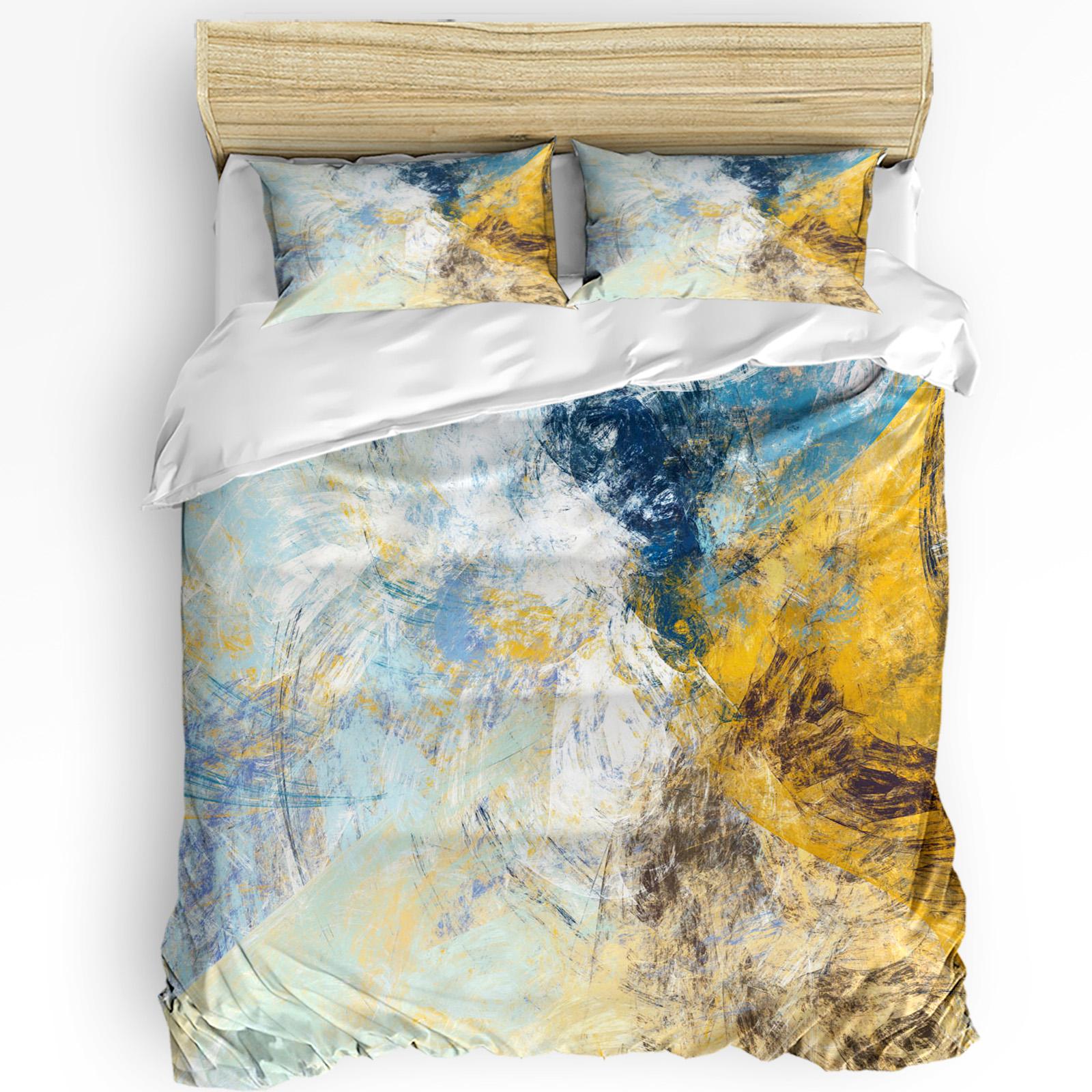 

Watercolour Stripes Texture Printed Comfort Duvet Cover Pillow Case Home Textile Quilt Cover Boy Kid Teen Girl 3pcs Bedding Set (135x200cm)