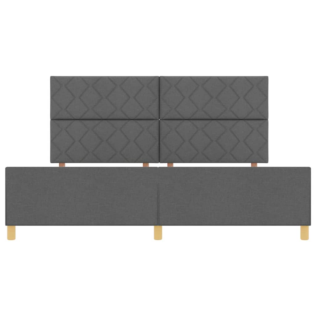 Bed Frame with Headboard Dark Gray 200 X 200 Cm Fabric