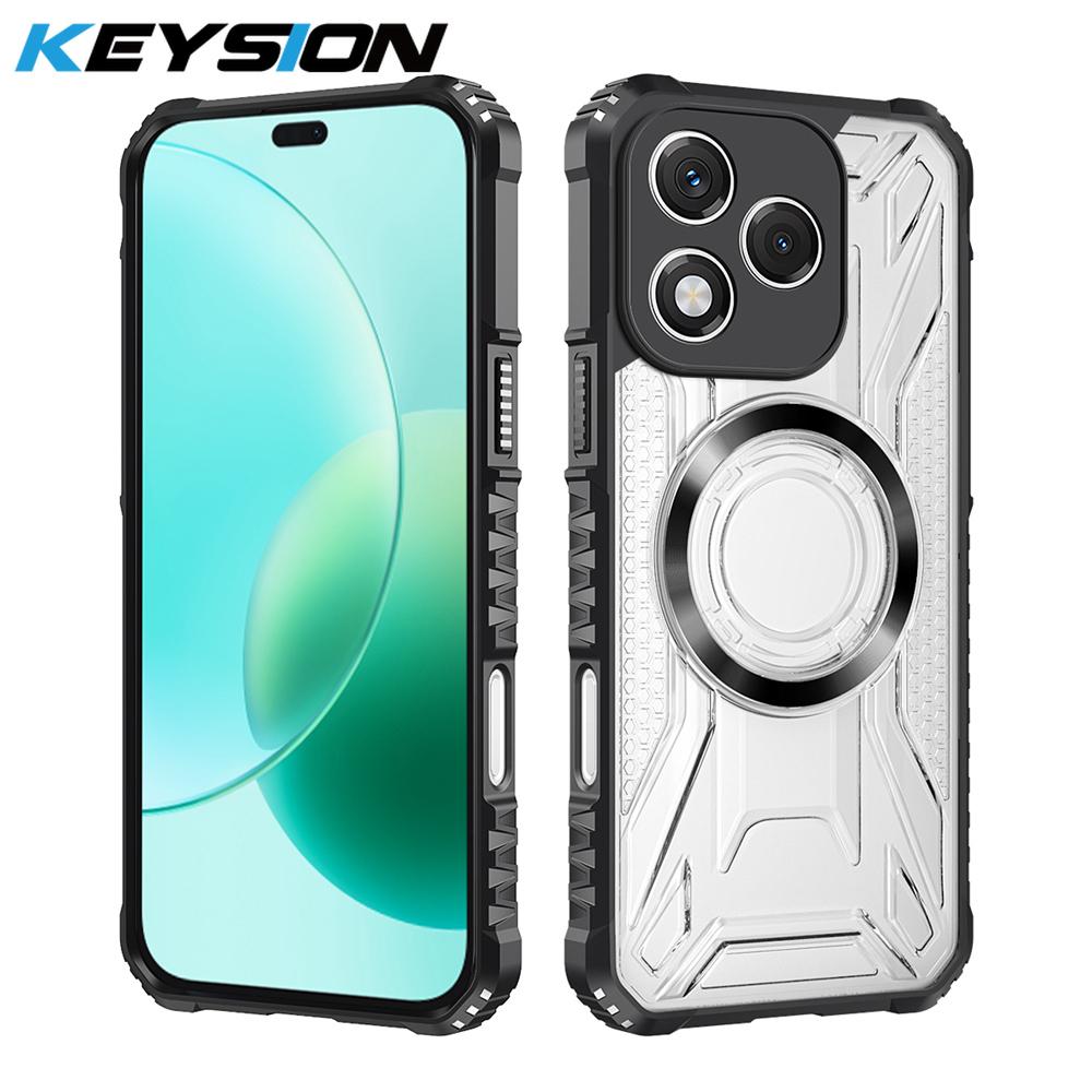 KEYSION Transparent Magnetic Case for Honor 400 Pro 5G Silicone+PC Heavy Duty Shockproof Phone Cover for Huawei Honor 400 Lite