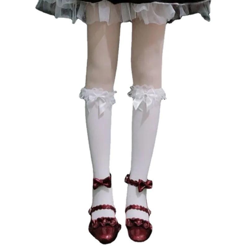 Lolita Lace JK Stockings Bow Knot Lolita Socks Female Long Socks Lolita Soft Sister Jk Uniform Knee Socks Student Cute JK Socks