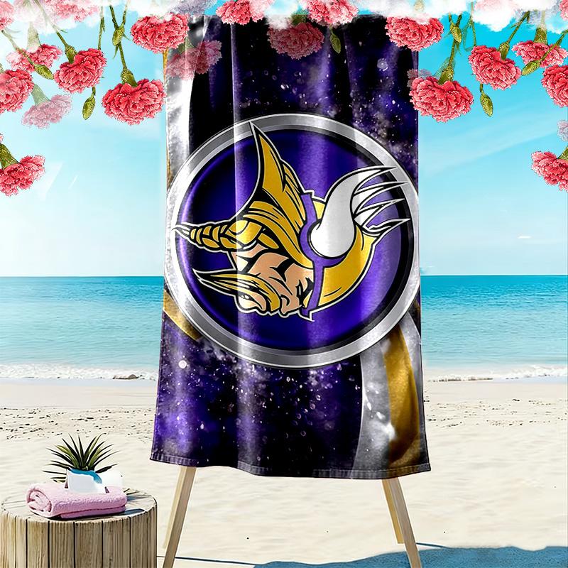 Minnesota Vikings2 Print Beach Towel, Large Soft Quick Dry Towel for Beach Camping Swimming