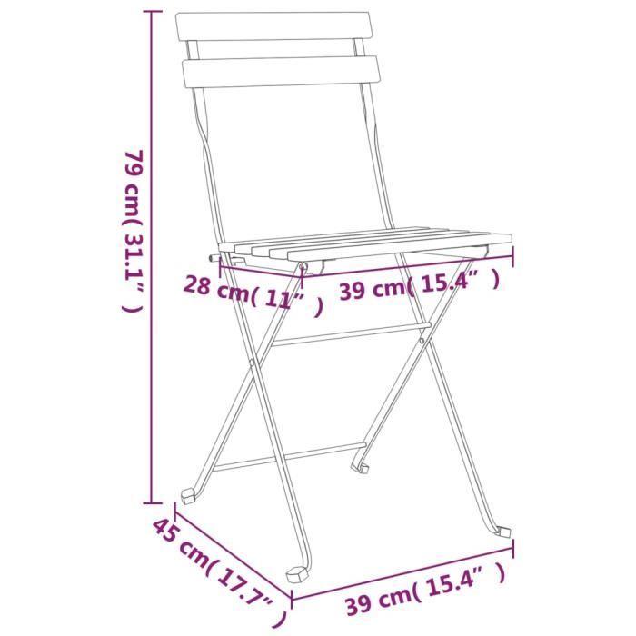 VidaXL Chaises de bistrot pliantes 8 pcs Bois de teck solide et acier 3152111
